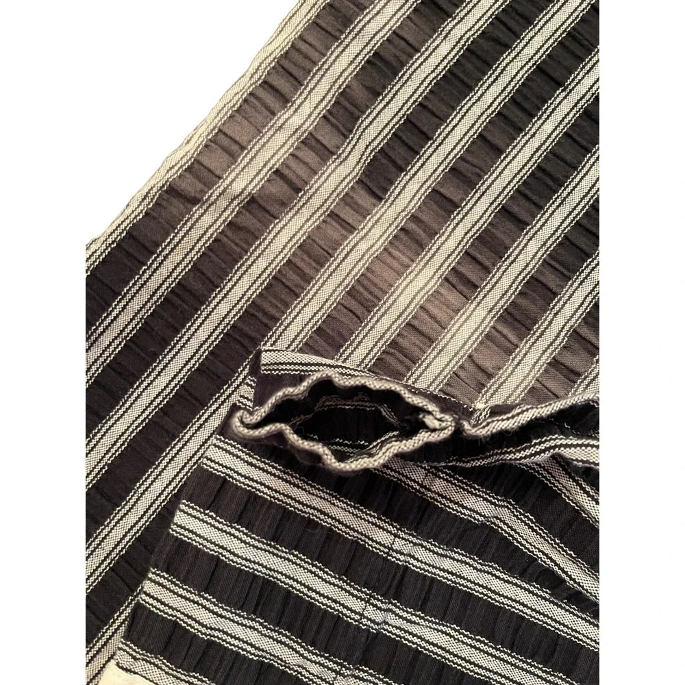 French Ticking Stripe Farmhouse Black White Striped Tie Up Curtain Set 55